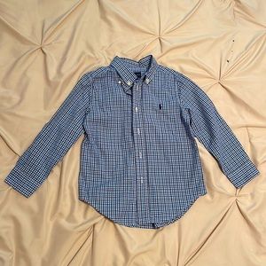 Ralph Lauren Blue and White Plaid Button Down 4T